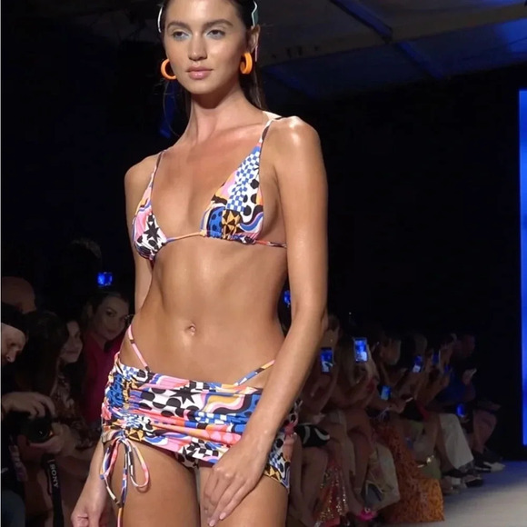 NWT OneOne Swimwear SET Bikini Gigi Anaheim New Pink Cheeky 90s Retro Sexy Rare - Picture 15 of 16